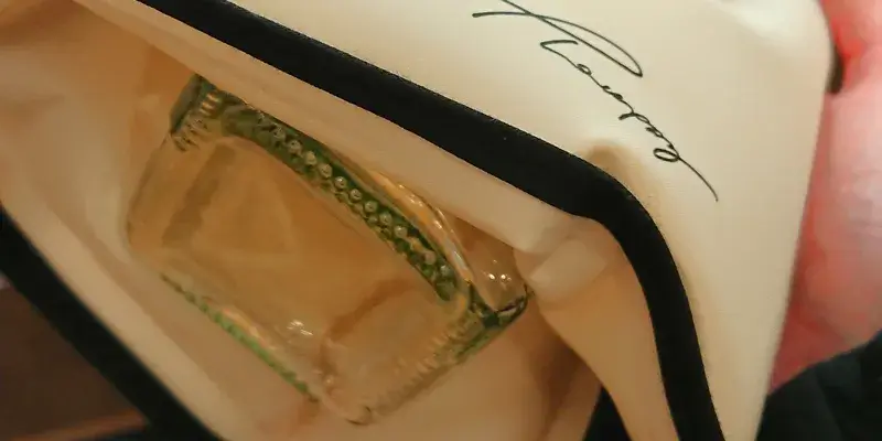 ダイソーで販売されていたボトルクーラーの内側構造。保冷剤入りで厚みがあり、底が開いた状態になっている様子