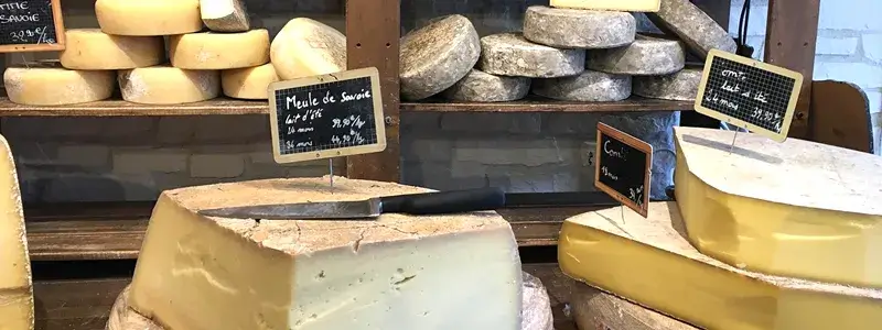 チーズ専門店の棚に並ぶさまざまなチーズ。ブッラータをはじめ高品質チーズの価格帯をイメージできる写真
