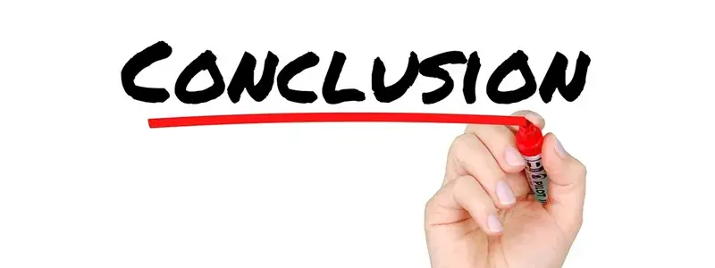 結論を強調するために赤いマーカーで下線が引かれた「CONCLUSION」の文字